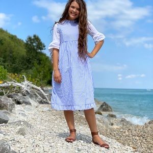 Blue and white stripe dress (SHEIN)